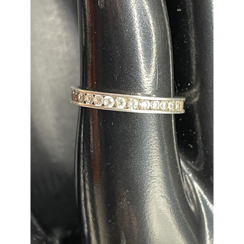 Vtg IBB CN 925 Sterling Silver Cubic Zirconia Eternity Band Ring Size 8 2.21g